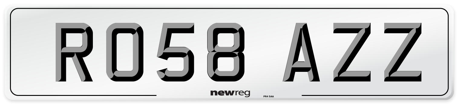 RO58 AZZ Number Plate from New Reg